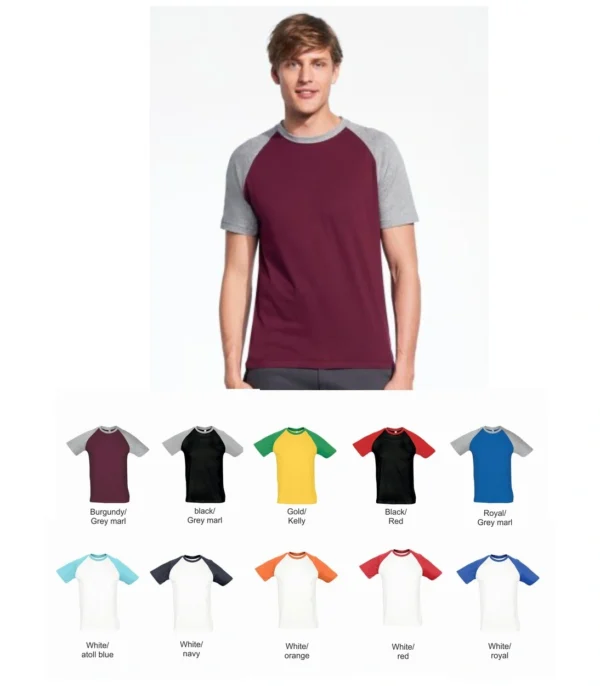 Sol's 11190 Funky Contrast Baseball Tee Shirt